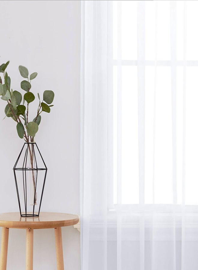 Sheer Curtains Living Room Rod Pocket Window Curtain Panels Bedroom Semi Sheer Voile Curtains White (39''Wx98''L,2 Panels) - Image 5
